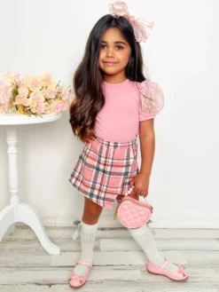 Always Pretty Pink Plaid Skort Set -Kid's Apparel Sales GBSEC007 Pink 2 scaled