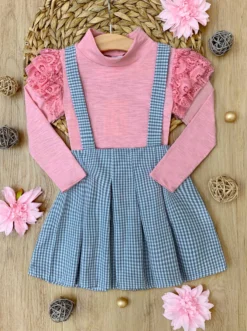 Grace & Lace Gingham Suspender Set -Kid's Apparel Sales GBSEC010 Pink scaled