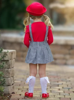 Little Lady Gingham Suspender Skirt Set -Kid's Apparel Sales GBSEC010 Red 2
