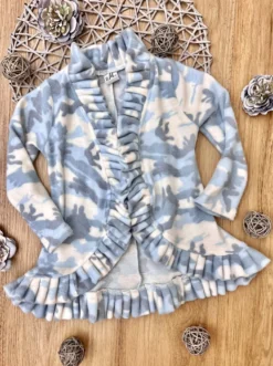 In Command Blue Camo Ruffle Cardigan -Kid's Apparel Sales GFCAB001 Blue 2