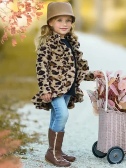 In The Wild Fuzzy Ruffle Cardigan 11 In The Wild Fuzzy Ruffle Cardigan -Kid's Apparel Sales GFCAB002 Leopard 2