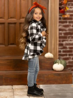 All Ruffled Up Gingham Ruffles Cardigan -Kid's Apparel Sales GFCAC002 Black 7 scaled