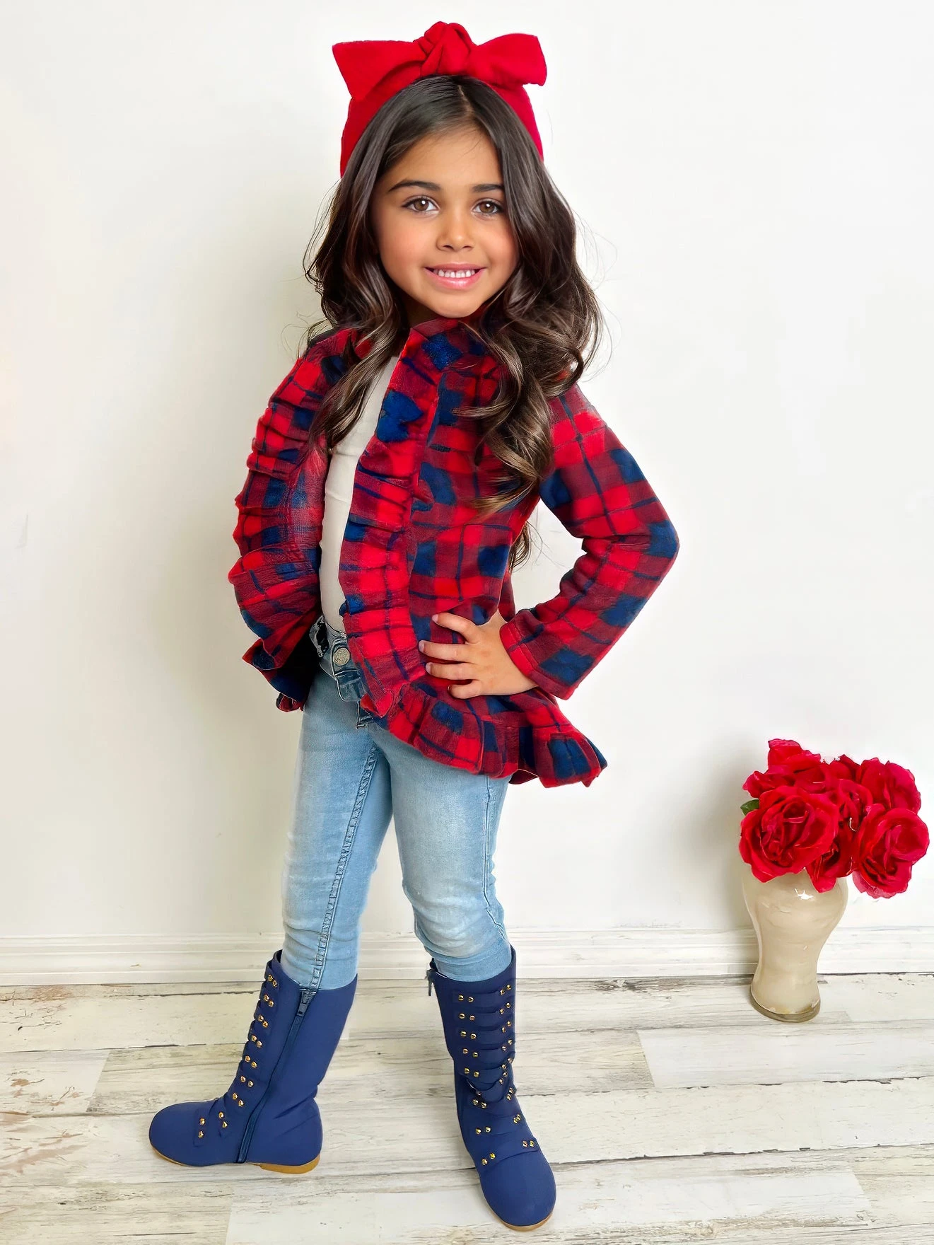 All Ruffled Up Red Plaid Ruffles Cardigan 1 All Ruffled Up Red Plaid Ruffles Cardigan