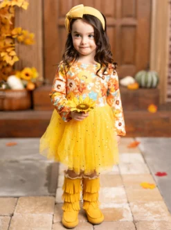 Autumn Blooms Sparkle Tutu Dress -Kid's Apparel Sales GFDRB005 Yellow 2 65a6e353 6dc4 4391 a0e4 281fa220f483 scaled