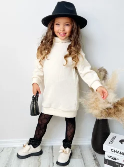 Apple Picking Mock Neck Sweater Dress 10 Apple Picking Mock Neck Sweater Dress -Kid's Apparel Sales GFDRB009 White scaled