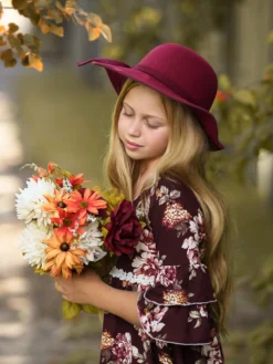Cranberry Dreams Floral Hi-Lo Dress 9 Cranberry Dreams Floral Hi-Lo Dress -Kid's Apparel Sales GFDRB037 Burgundy 5