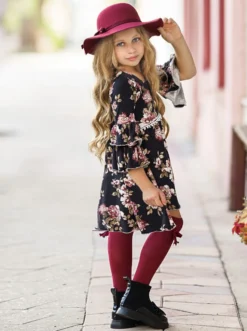 Better In Black Floral Hi-Lo Dress -Kid's Apparel Sales GFDRB038 Black 4