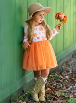 The Best Pick Pumpkin Print Tutu Dress 13 The Best Pick Pumpkin Print Tutu Dress -Kid's Apparel Sales GFDRC004 Orange 11 scaled