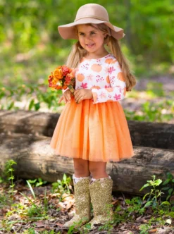 The Best Pick Pumpkin Print Tutu Dress 9 The Best Pick Pumpkin Print Tutu Dress -Kid's Apparel Sales GFDRC004 Orange 4 scaled