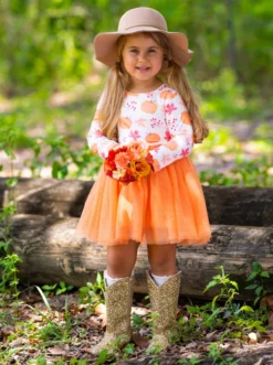 The Best Pick Pumpkin Print Tutu Dress 10 The Best Pick Pumpkin Print Tutu Dress -Kid's Apparel Sales GFDRC004 Orange 5 scaled