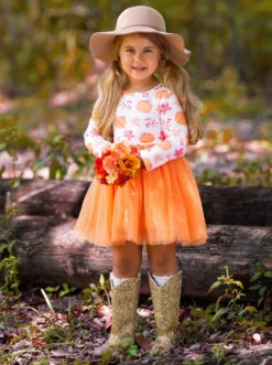 The Best Pick Pumpkin Print Tutu Dress 11 The Best Pick Pumpkin Print Tutu Dress -Kid's Apparel Sales GFDRC004 Orange 6 scaled