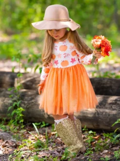 The Best Pick Pumpkin Print Tutu Dress 12 The Best Pick Pumpkin Print Tutu Dress -Kid's Apparel Sales GFDRC004 Orange 8 scaled