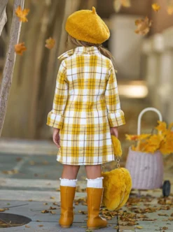 Golden Girl Marigold Flannel Dress 9 Golden Girl Marigold Flannel Dress -Kid's Apparel Sales GFDRC008 Marigold 1