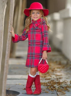 Goin' Apple-Picking Red Flannel Dress -Kid's Apparel Sales GFDRC008 Red 3