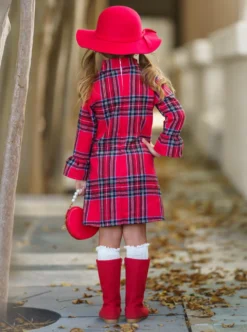 Goin' Apple-Picking Red Flannel Dress -Kid's Apparel Sales GFDRC008 Red 5