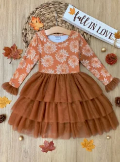 Pretty Pirouettes Brown Ruffle Tutu Dress -Kid's Apparel Sales GFDRC011 Brown scaled