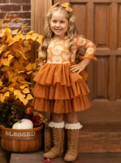 Pretty Pirouettes Brown Ruffle Tutu Dress -Kid's Apparel Sales GFDRC011 Brown 17 scaled