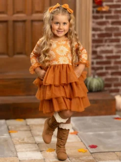 Pretty Pirouettes Brown Ruffle Tutu Dress -Kid's Apparel Sales GFDRC011 Brown 27 scaled