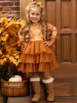 Pretty Pirouettes Brown Ruffle Tutu Dress -Kid's Apparel Sales GFDRC011 Brown 29 scaled