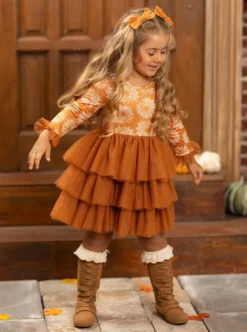 Pretty Pirouettes Brown Ruffle Tutu Dress -Kid's Apparel Sales GFDRC011 Brown 9 scaled