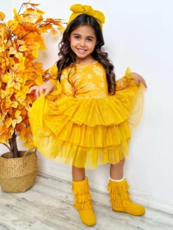 Picture Perfect Falling Leaves Tutu Dress -Kid's Apparel Sales GFDRC011 Mustard 1e079300 13b8 4c96 a00d bacc14bda639 scaled