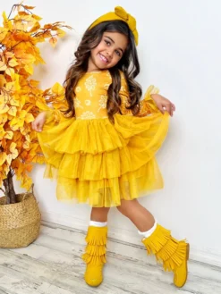 Picture Perfect Falling Leaves Tutu Dress -Kid's Apparel Sales GFDRC011 Mustard 3 776bb4dc 446a 40ae be80 798303188434