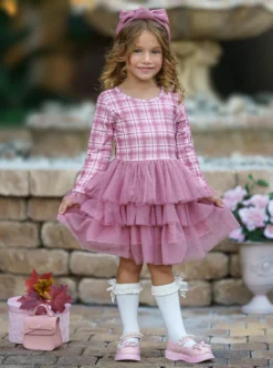Pretty Pirouettes Pink Plaid Ruffle Tutu Dress 11 Pretty Pirouettes Pink Plaid Ruffle Tutu Dress -Kid's Apparel Sales GFDRC011 Pink 3