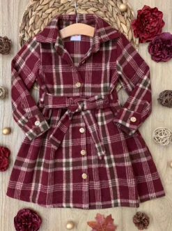 Pumpkin Harvest Burgundy Flannel Dress 8 Pumpkin Harvest Burgundy Flannel Dress -Kid's Apparel Sales GFDRC014 Burgundy scaled
