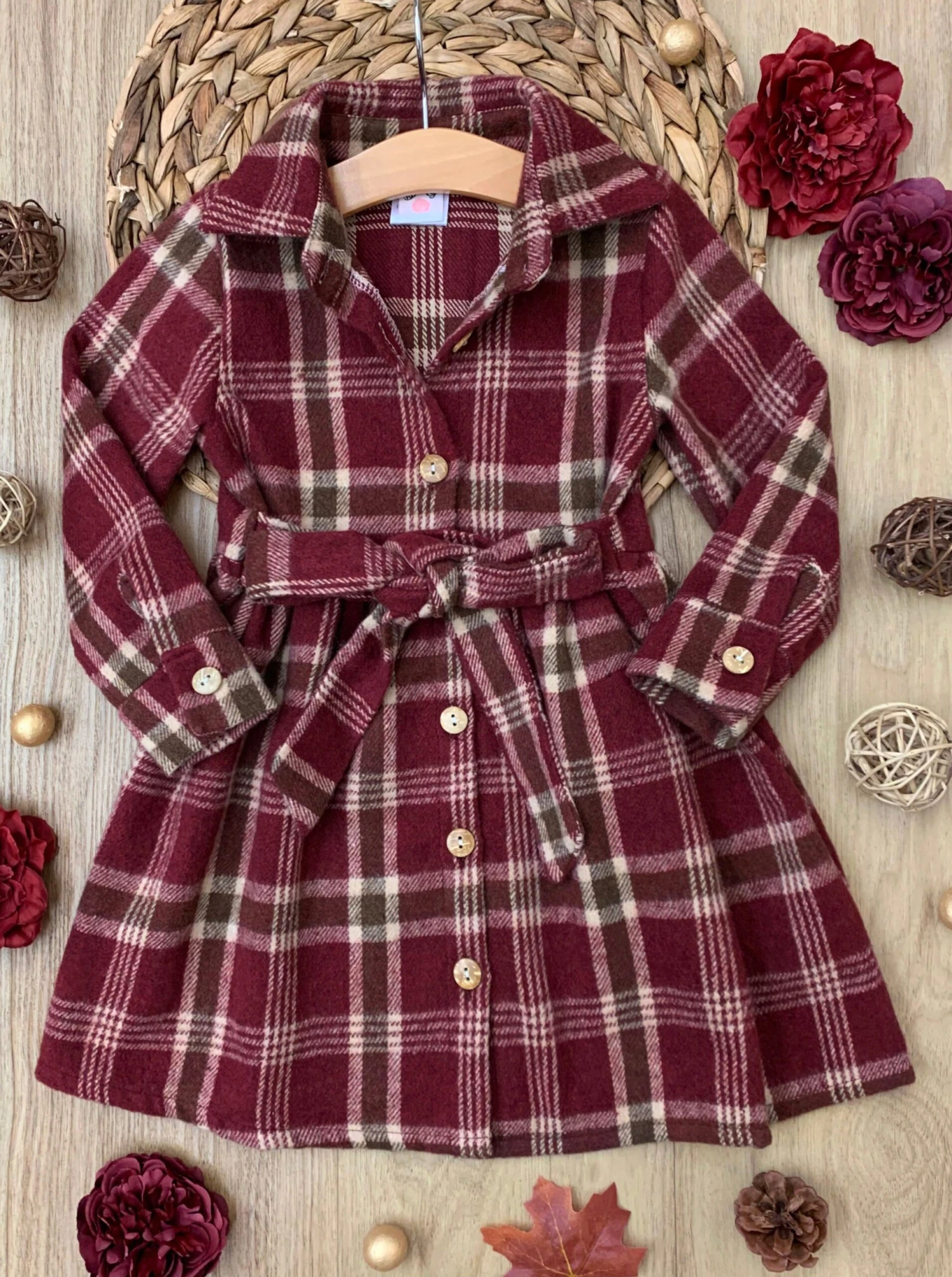 Pumpkin Harvest Burgundy Flannel Dress 3 Pumpkin Harvest Burgundy Flannel Dress - Image 3