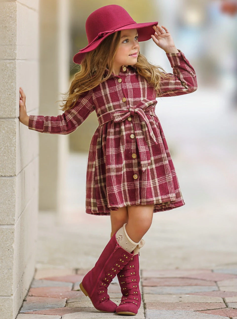 Pumpkin Harvest Burgundy Flannel Dress 2 Pumpkin Harvest Burgundy Flannel Dress - Image 2