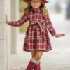 Pumpkin Harvest Burgundy Flannel Dress