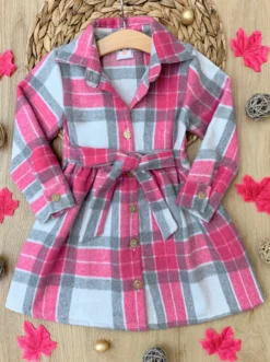 Pumpkin Harvest Pink Flannel Dress