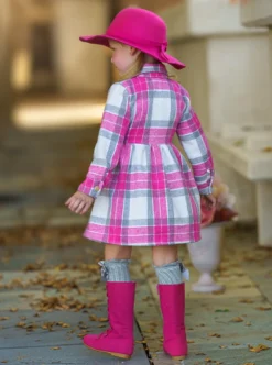 Pumpkin Harvest Pink Flannel Dress 8 Pumpkin Harvest Pink Flannel Dress -Kid's Apparel Sales GFDRC014 Fuchsia 1