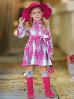 Pumpkin Harvest Pink Flannel Dress 9 Pumpkin Harvest Pink Flannel Dress -Kid's Apparel Sales GFDRC014 Fuchsia 2