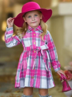 Pumpkin Harvest Pink Flannel Dress 10 Pumpkin Harvest Pink Flannel Dress -Kid's Apparel Sales GFDRC014 Fuchsia 4