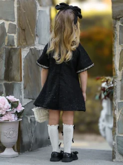 Prettiest Doll Black Tweed Dress -Kid's Apparel Sales GFDRC016 Black 3