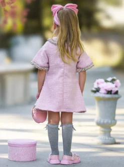 Prettiest Doll Pink Tweed Dress -Kid's Apparel Sales GFDRC016 Pink 4