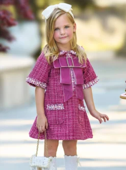 Prettiest Doll Berry Red Tweed Dress
