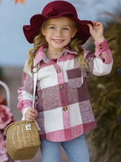 Keep Me Close Plaid Top -Kid's Apparel Sales GFOTB003 DustyPink 4