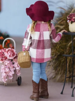 Keep Me Close Plaid Top -Kid's Apparel Sales GFOTB003 DustyPink 5