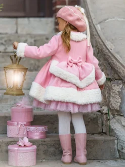 Touch Of Pink Faux Fur Duchess Coat -Kid's Apparel Sales GFOTC003 Pink 3