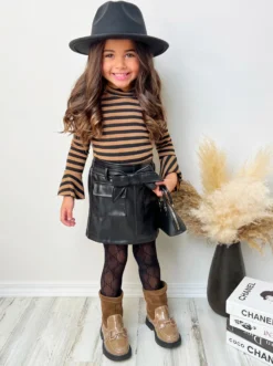 Beyond Belief Striped Skirt Set -Kid's Apparel Sales GFSEB007 Black 1 scaled