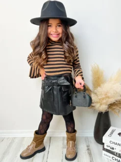 Beyond Belief Striped Skirt Set -Kid's Apparel Sales GFSEB007 Black 4 scaled