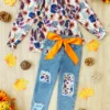 Little Blessings Patched Jeans Set