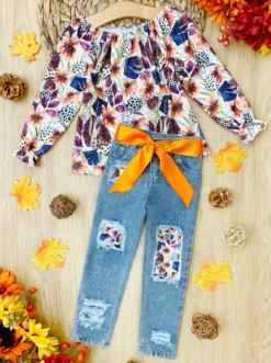 Little Blessings Patched Jeans Set