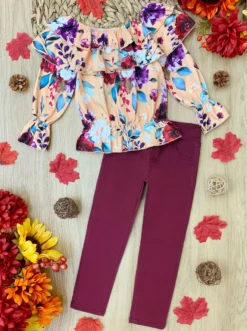 Make Me Better Burgundy Jeans Set -Kid's Apparel Sales GFSEB016 Burgundy scaled