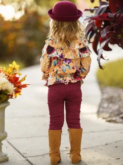 Make Me Better Burgundy Jeans Set -Kid's Apparel Sales GFSEB016 Burgundy 2