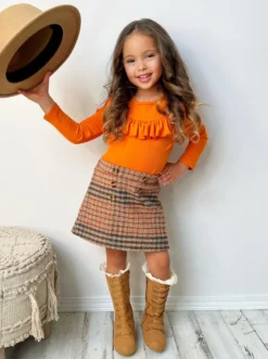 Precious Pumpkin Top & Skirt Set 9 Precious Pumpkin Top & Skirt Set -Kid's Apparel Sales GFSEB018 Orange 13 scaled