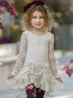 Ivory Lace Drawstring Tunic & Legging Set 12 Ivory Lace Drawstring Tunic & Legging Set -Kid's Apparel Sales GFSEB033 Ivory 1 88f71a1a 919a 460d 87c7 753668ccf87a