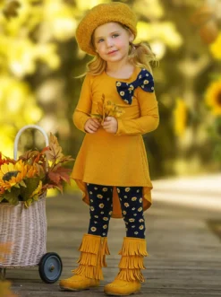Daisy Dream Hi-Lo Tunic & Legging Set -Kid's Apparel Sales GFSEB043 Mustard 3